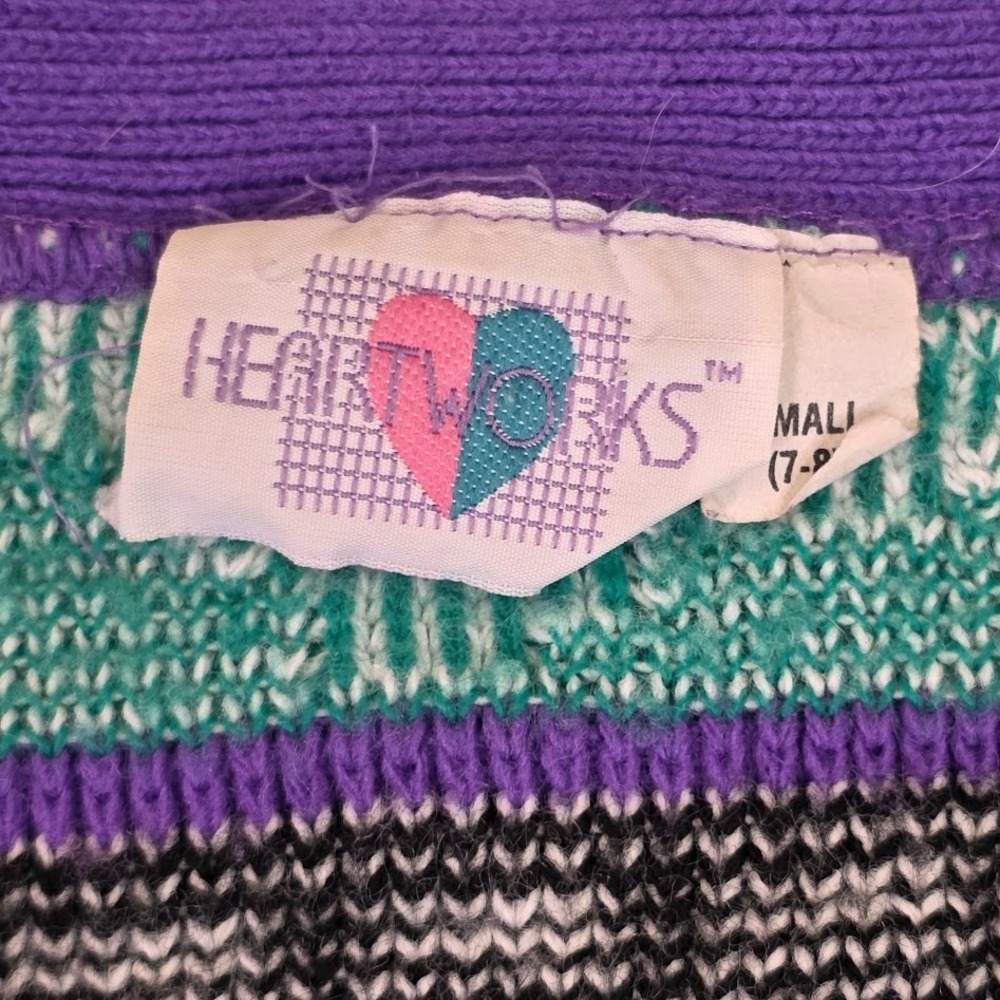 VTG Heartworks Girls Small 7/8 Purple Dalmation Dog Cardigan Sweater 80's‎ 90's - Picture 3 of 6